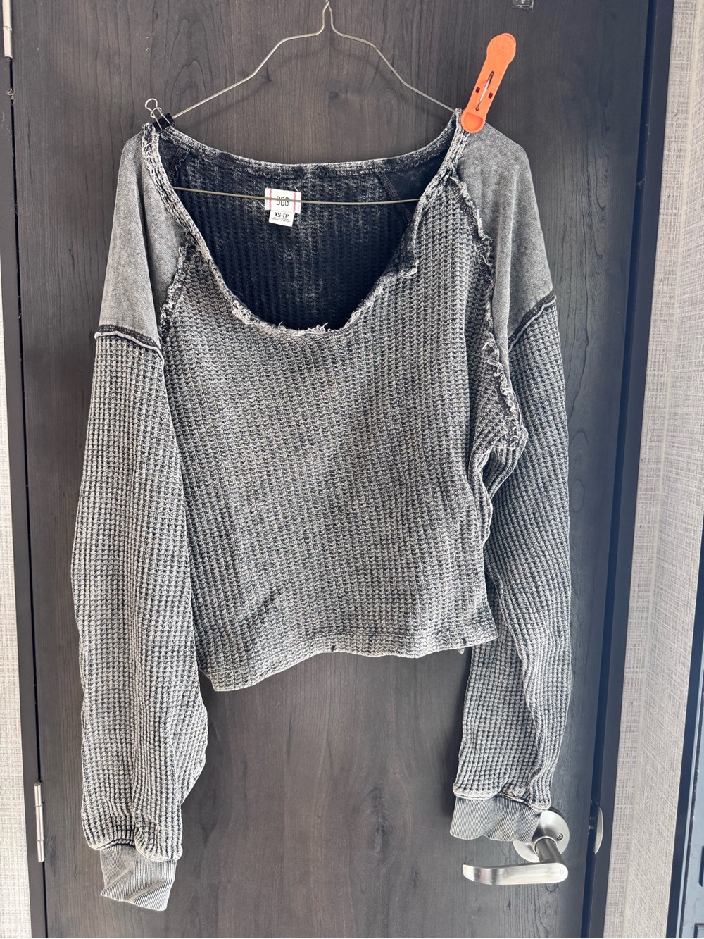 BDG Cropped Waffle Long Sleeve